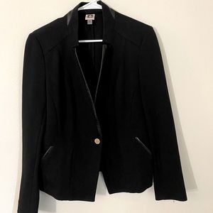 Black Anne Klein Blazer with faux leather-lined collar